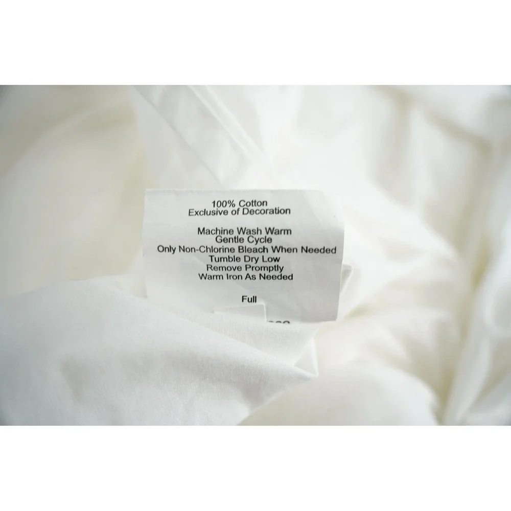 Pottery Barn Teen Duvet Full White Pink‎ Green Floral Embroidered Scalloped